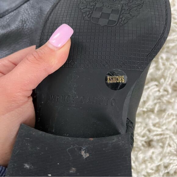 Vince Camuto Black Leather Fabina Riding Boots - Picture 4 of 7